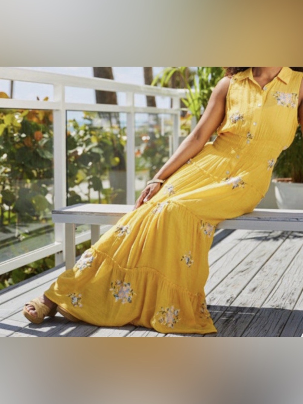 Fig & Flower Western Boho Maxi Dress Tiered Floral XL NWOT